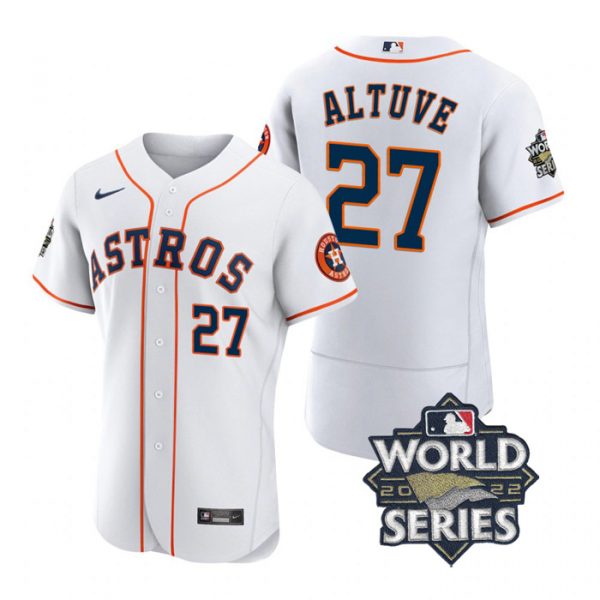 Astros 27 Jose Altuve White Nike 2022 World Series Flexbase Jersey->houston astros->MLB Jersey